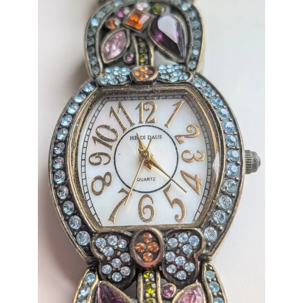 Heidi Daus Lot of 3 Crystal Bejeweled Quartz Watches Bangle Strap Set